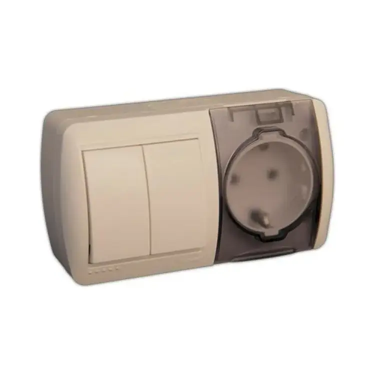 Двухклавишный выключатель и розетка Lezard NATA 710-0300-171