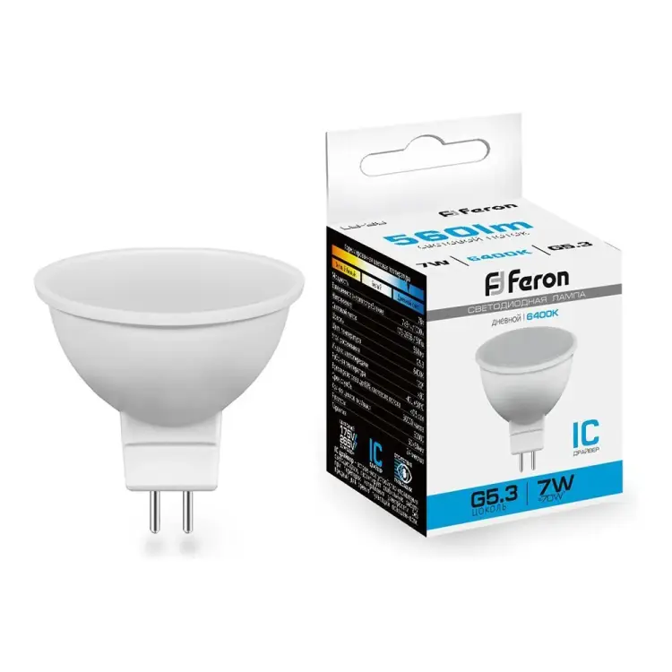 Светодиодная лампа FERON LB-26 MR16 G5.3 7W 6400K 25237