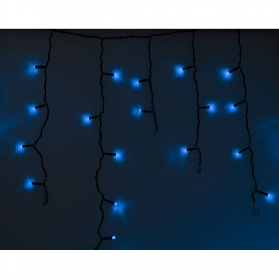 Гирлянда Neon-Night АЙСИКЛ бахрома, 4,8х0,6 м, черный ПВХ, 176LED синие