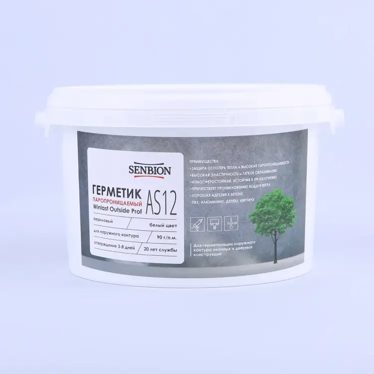 Оконный паропроницаемый акриловый герметик SENBION Winlast Outside Prof AS-12 SB2956/7-Бел