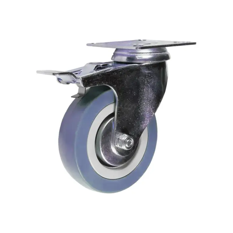 Аппаратное поворотное колесо TOR SCvb 92 (75 мм с тормозом; синяя резина) 1027150