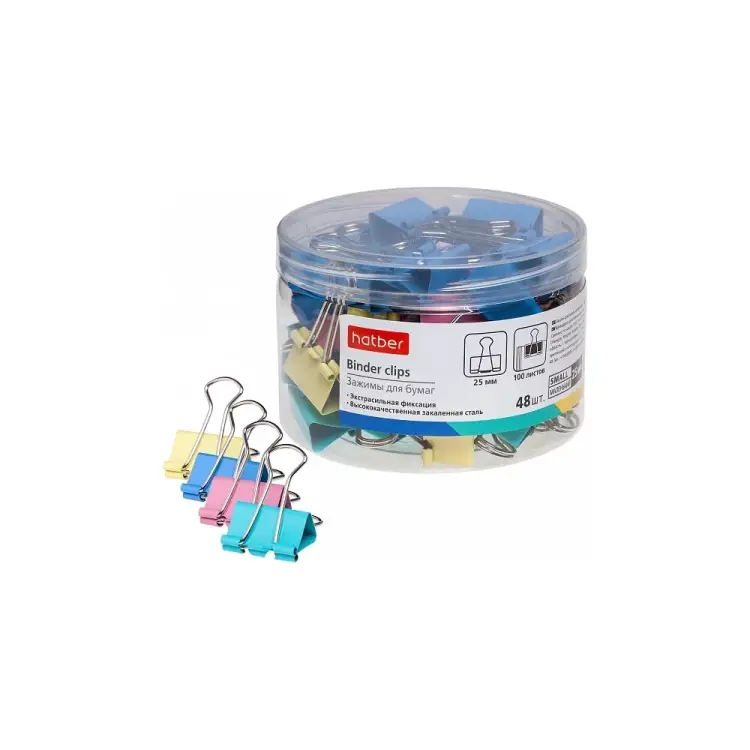 Зажимы для бумаг Hatber 059118