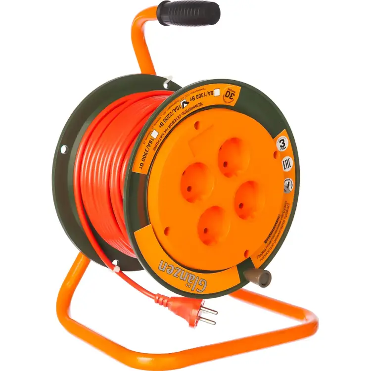 Силовой удлинитель на катушке GLANZEN EB-30-004 00012291 Силовой удлинитель на катушке GLANZEN EB-30-004 00012291