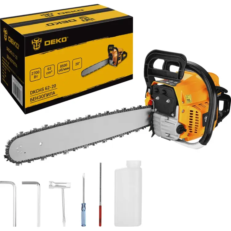 Бензопила DEKO DKCHS 62-20, 3,7 л.с., 62 куб.см, 20 065-1225 Бензопила DEKO DKCHS 62-20, 3,7 л.с., 62 куб.см, 20 065-1225
