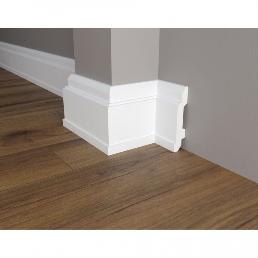 Ударопрочный влагостойкий напольный плинтус под покраску Decor-Dizayn DD702
