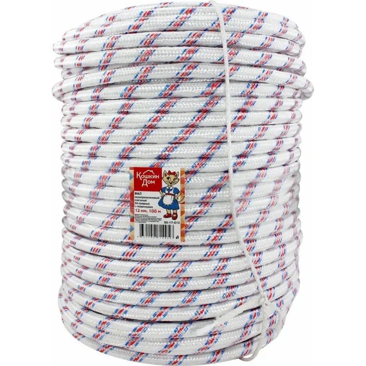 Двадцатичетырехпрядный плетеный полипропиленовый фал Кошкин Дом 50-17-012