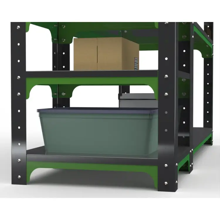 Стол-верстак ООО Металекс серия KIT 950х1300х400 с боковыми полками, перфопанелью и комплектом аксессуаров, серо-зеленый 204085