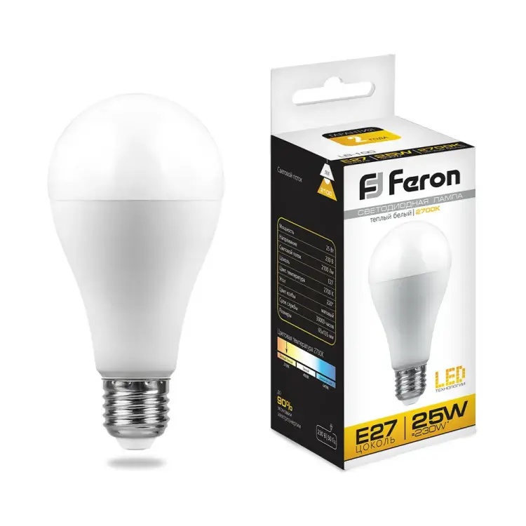 Светодиодная лампа FERON LB-100 25W 230V E27 2700K 25790