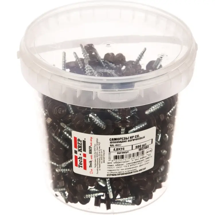 Саморез Tech-Krep 4,8х28 RAL8017 шокол. корич. 300 шт. 103180