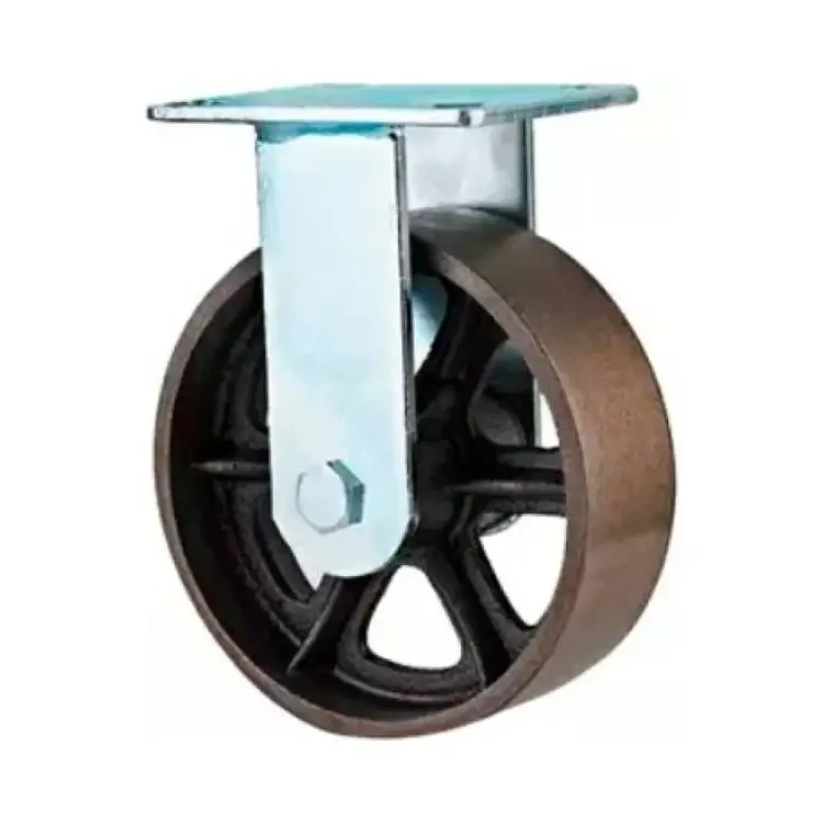 Большегрузное чугунное колесо TOR без резины FCs 63 (150 мм, неповоротное, площадка, темный обод) 1027226