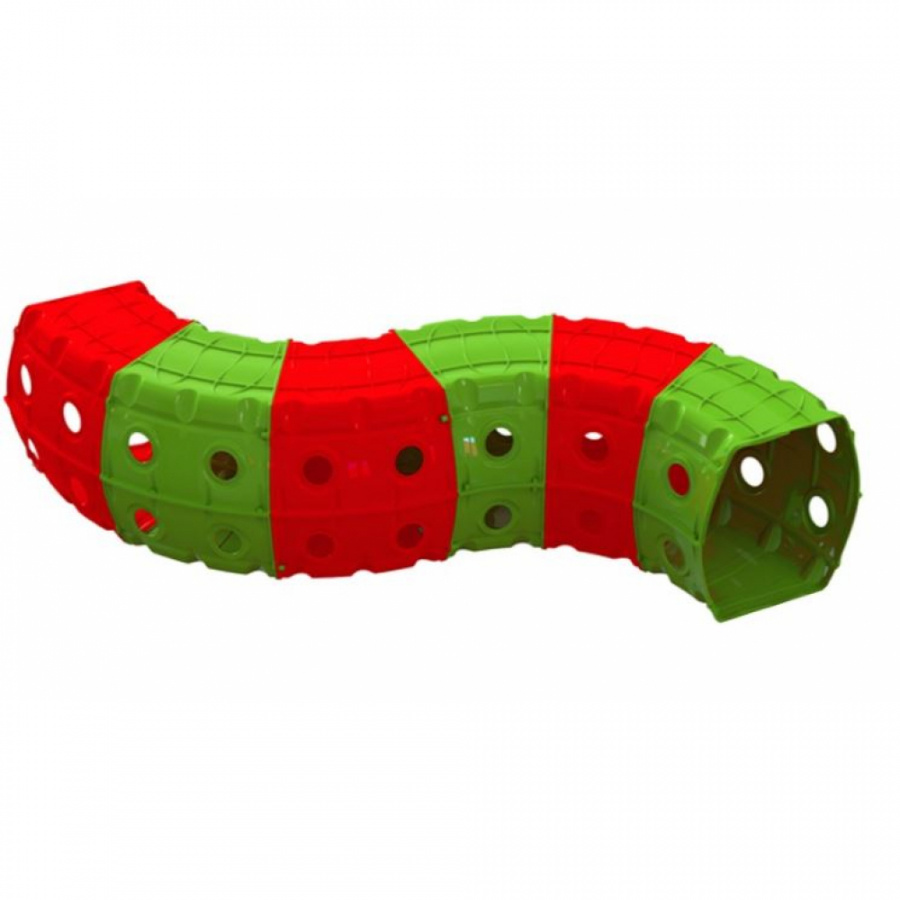 Игровой туннель для ползания Doloni из 6-х секций, красно-зеленый, 1.5х2х0.5 м