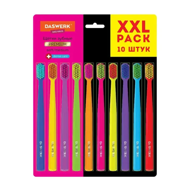 Средне-мягкие зубные щетки для взрослых и детей DASWERK 608215