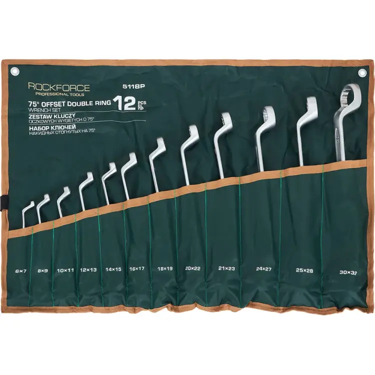 Набор накидных двенадцатигранных ключей Rockforce RF-5118P(51026)
