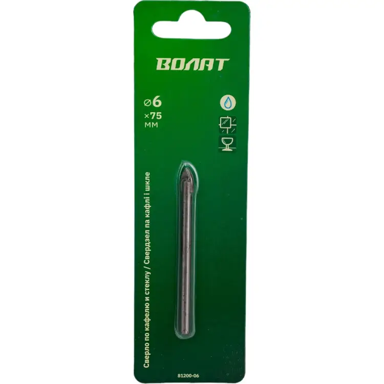 Сверло по кафелю и стеклу ВОЛАТ 81200-06