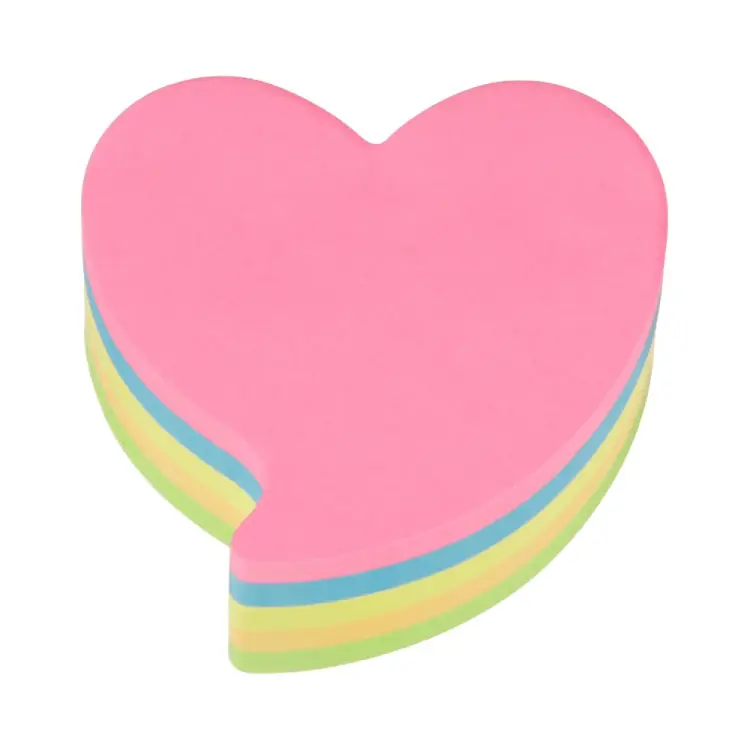 Фигурные стикеры Kores fantasy heart 70x70 мм, 5 смешанных неоновых цветов, по 250 л 48705 1801191