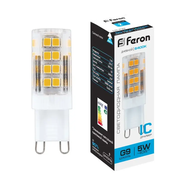 Светодиодная лампа FERON LB-432 5W 230V G9 6400K 25771