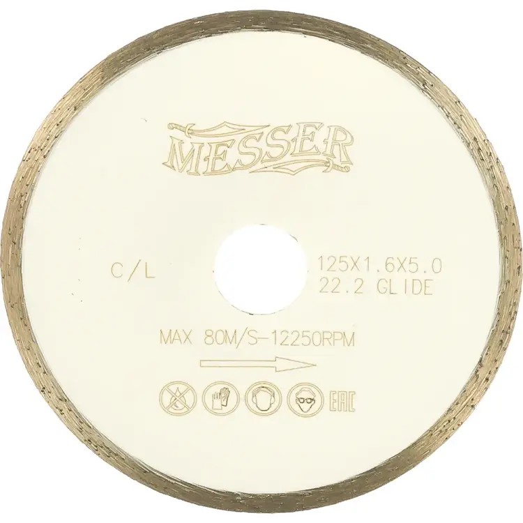 Алмазный диск по керамической плитке MESSER 125D-1.6T-5W-22.2 01-21-125 Алмазный диск по керамической плитке MESSER 125D-1.6T-5W-22.2 01-21-125