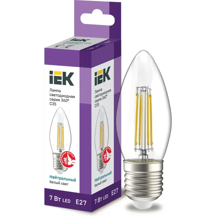 Лампа IEK серия 360 LLF-C35-7-230-40-E27-CL