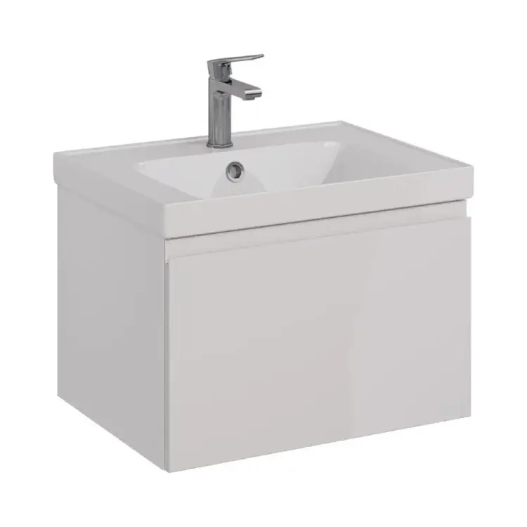 Тумба Lemark VEON MINI 60 см под 1 раковину, подвесная,1 ящик, цвет корпуса, фасада: Белый глянец LM02VM60T Тумба Lemark VEON MINI 60 см под 1 раковину, подвесная,1 ящик, цвет корпуса, фасада: Белый глянец LM02VM60T