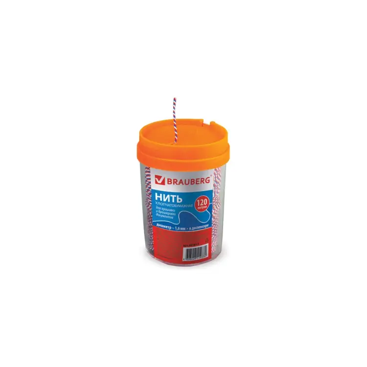 Хлопчатобумажная нить для прошивки документов BRAUBERG ТРИКОЛОР 601813