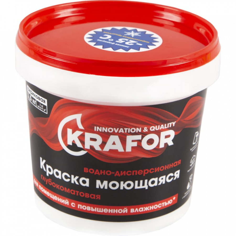 Интерьерная водно-дисперсная моющаяся краска KRAFOR 42165