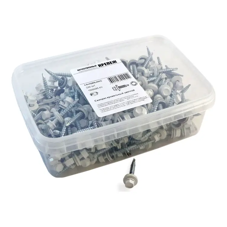 Кровельный саморез качественный крепеж 4,8/35 RAL9003230 белый (230 шт.) 1000095