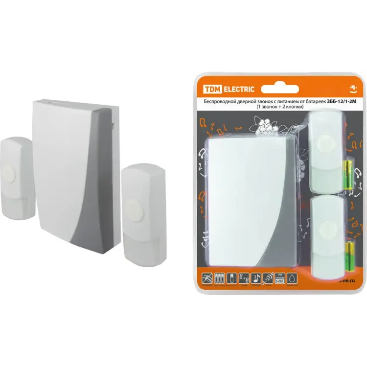 Беспроводной звонок TDM ELECTRIC ЗББ-12/1-2М SQ1901-0006