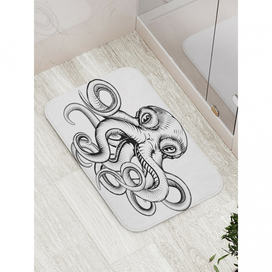 Противоскользящий коврик для ванной, сауны, бассейна JOYARTY Злобный осьминог