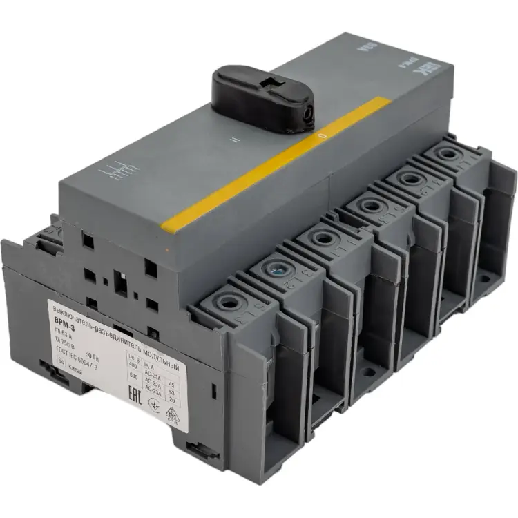 Модульный выключатель-разъединитель IEK ВРМ-3 MVR30-3-063 Модульный выключатель-разъединитель IEK ВРМ-3 MVR30-3-063