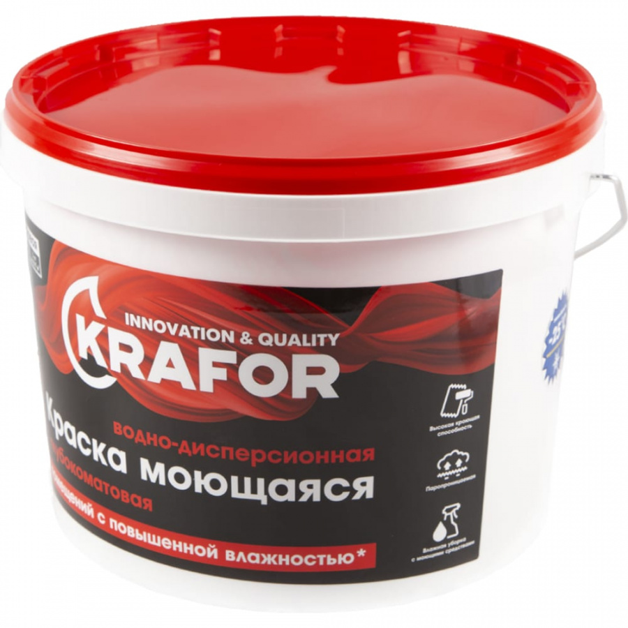 Интерьерная водно-дисперсная моющаяся краска KRAFOR 26955
