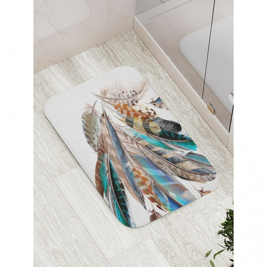 Противоскользящий коврик для ванной, сауны, бассейна JOYARTY Декоративные перья