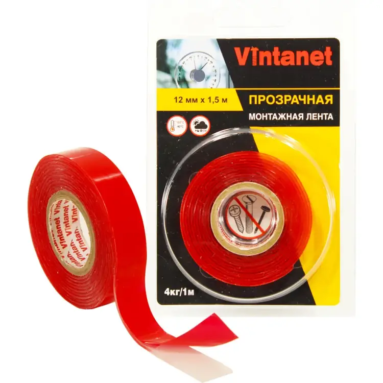 Монтажная двусторонняя лента клейкая VINTANET 135 VN1351215 Монтажная двусторонняя лента клейкая VINTANET 135 VN1351215
