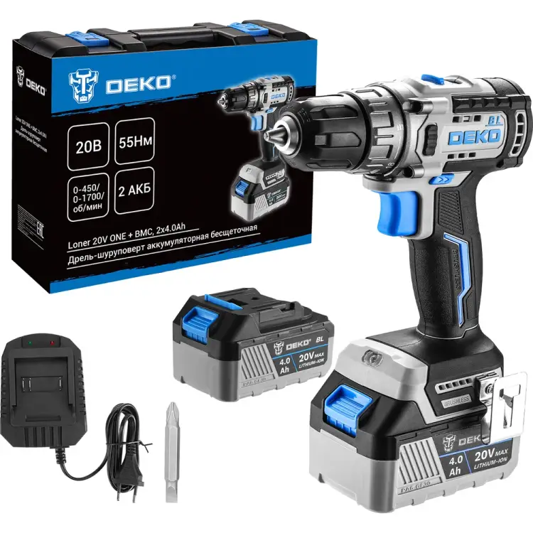 Аккумуляторная бесщеточная дрель шуруповерт DEKO Loner 085-1003 Аккумуляторная бесщеточная дрель шуруповерт DEKO Loner 085-1003