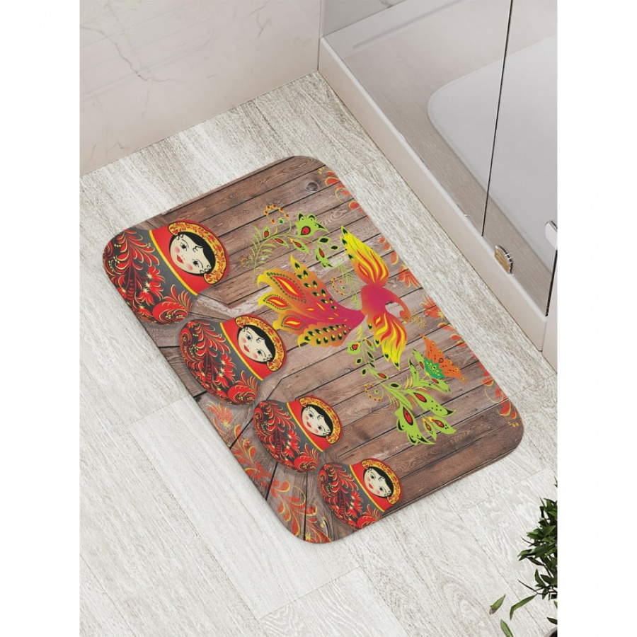 Противоскользящий коврик для ванной, сауны, бассейна JOYARTY Расписные матрешки