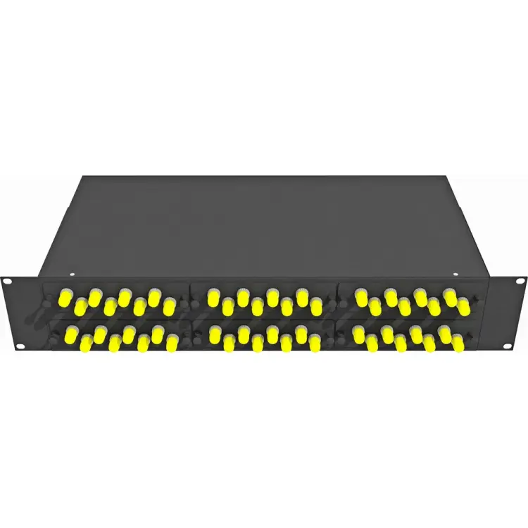 Укомплектованный стоечный оптический кросс TopLan КРС-Top-2U-48ST/U-OM2-BK