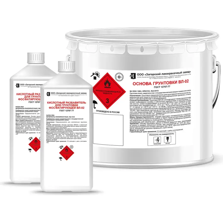 Грунт ЗАГОРСКИЙ ЛАКОКРАСОЧНЫЙ ЗАВОД 8 кг, кислотный разбавитель 2 кг ZLK04833