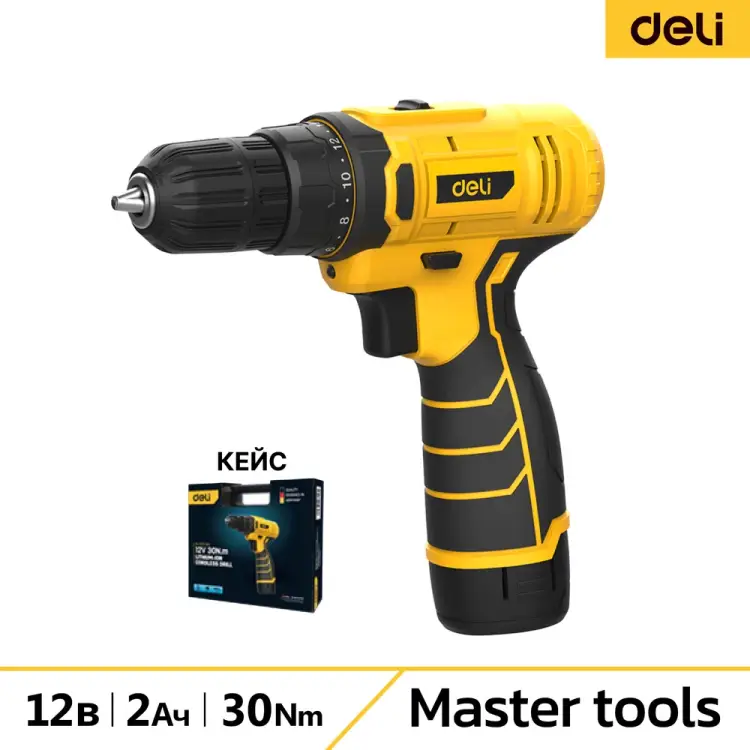 Аккумуляторная дрель шуруповерт DELI DL-DZ12-5A2 164630 Аккумуляторная дрель шуруповерт DELI DL-DZ12-5A2 164630