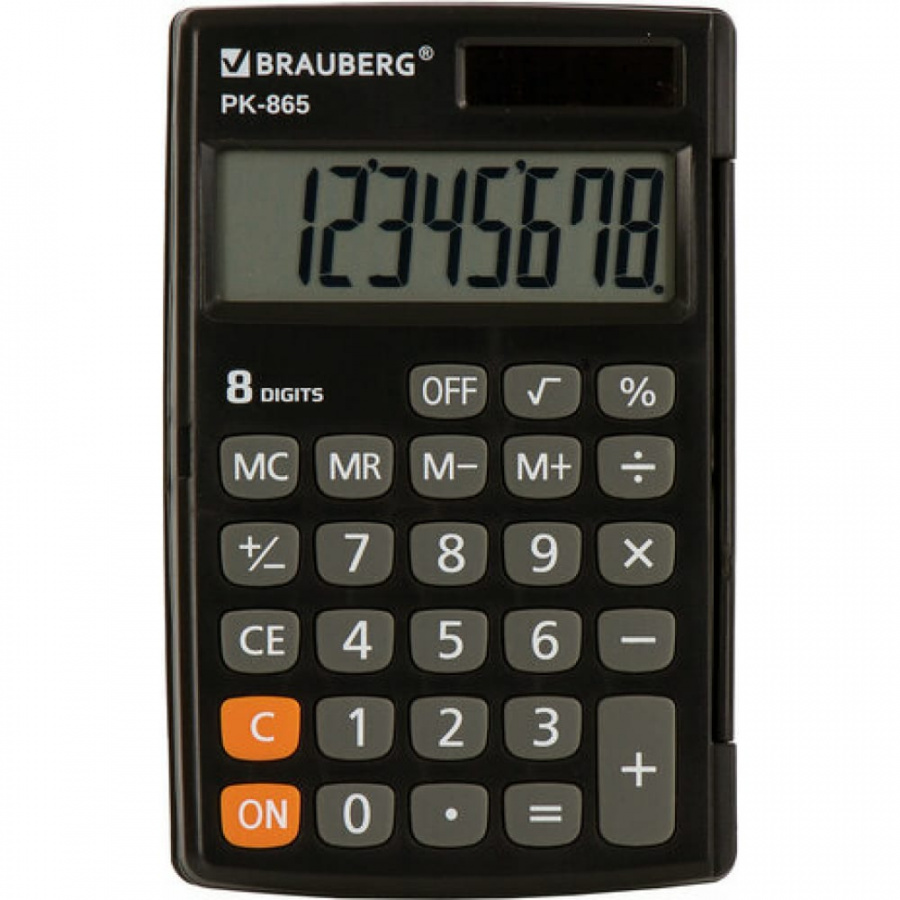 Карманный калькулятор BRAUBERG PK-865-BK