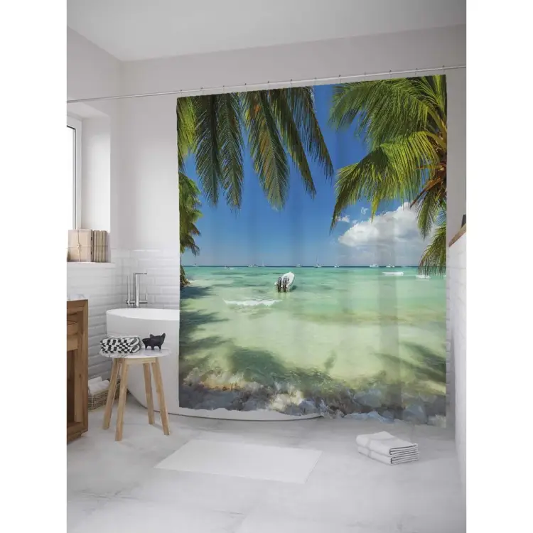 Шторка-занавеска для ванной JOYARTY В тени пальм sc_31558