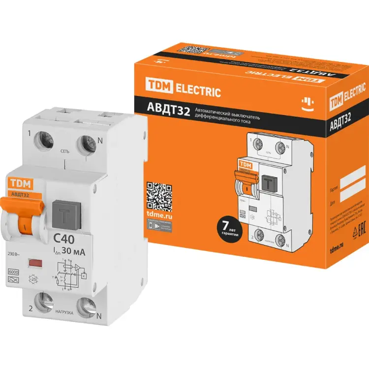 Дифавтомат TDM ELECTRIC АВДТ 32 C40, 30 мА SQ0202-0033