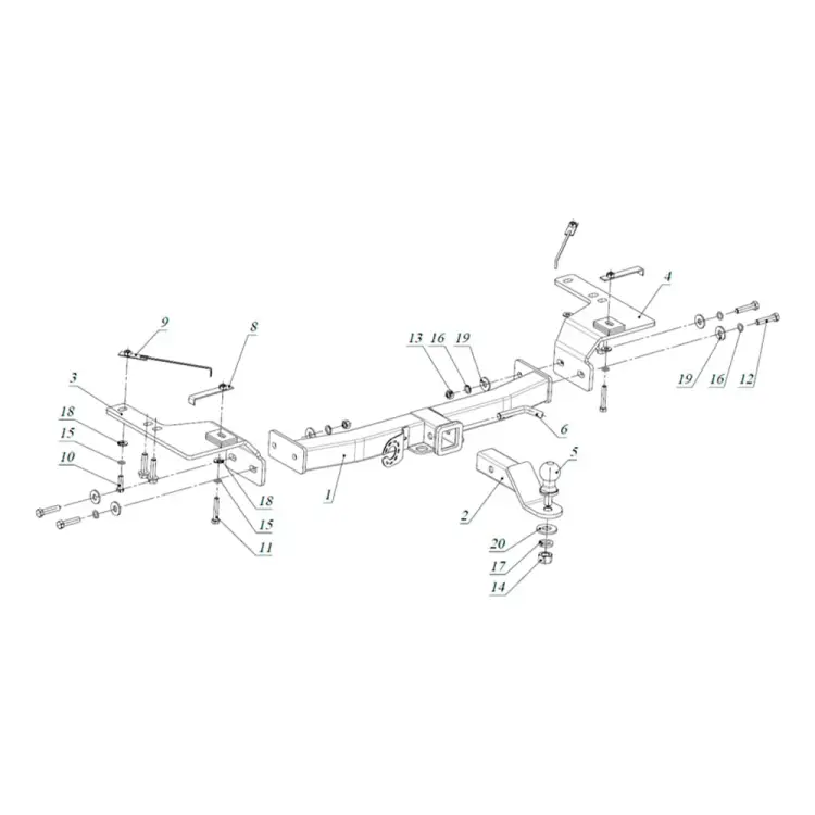 Фаркоп для Toyota Land Cruiser 200 2008-2021, Lexus LX 2008-2022 Бизон 0859-E(N)