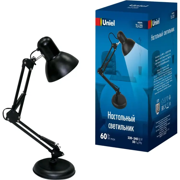 Настольный светильник Uniel TLI-221 BLACK E27 UL-00002120