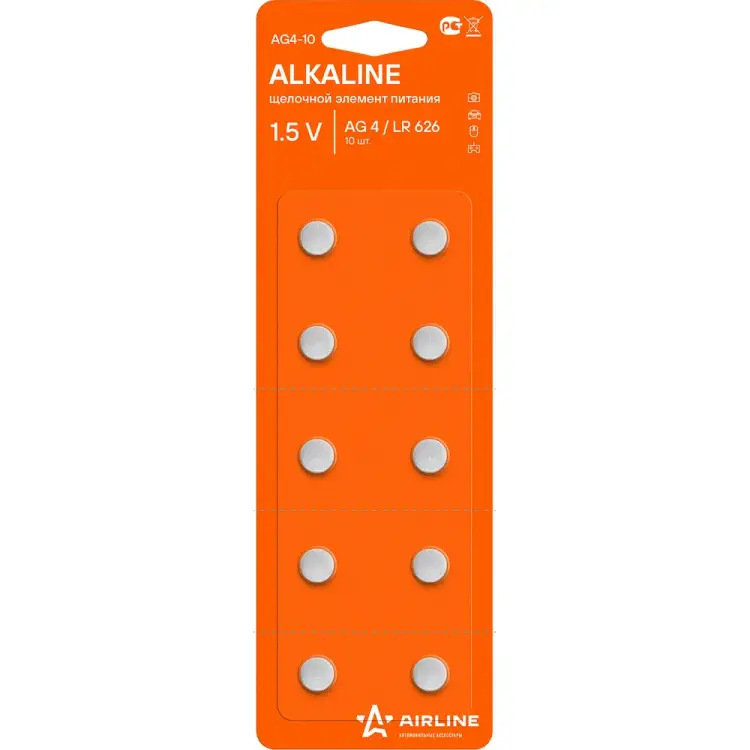 Щелочная батарейка Airline AG4/LR626 AG4-10