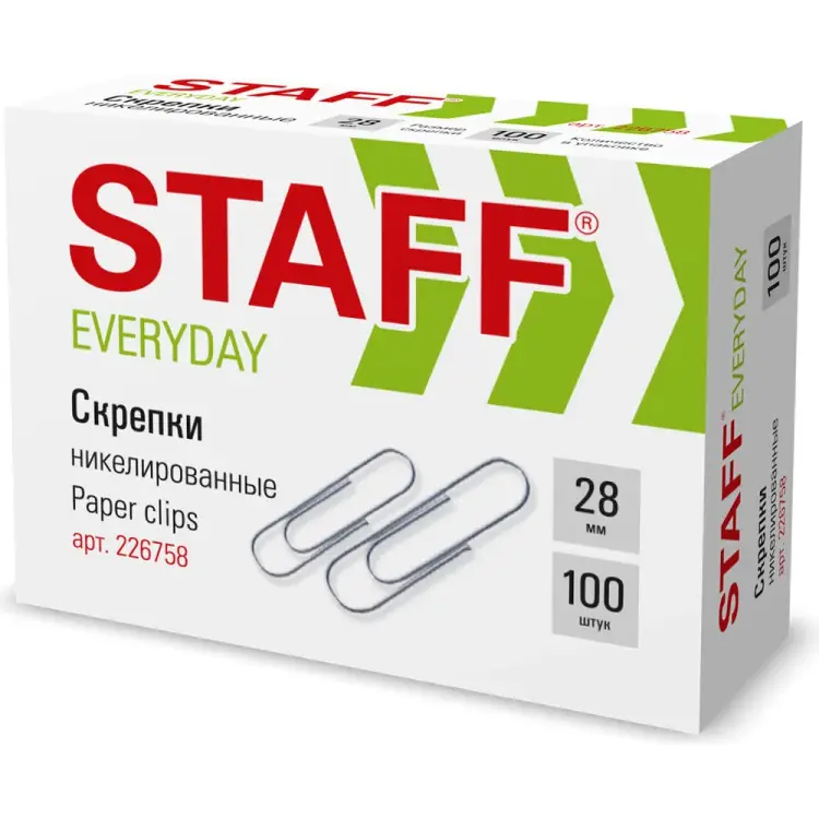 Никелированные скрепки Staff EVERYDAY 226758