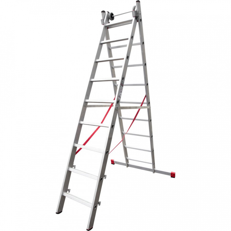 Индустриальная алюминиевая двухсекционная лестница Новая Высота 5220209