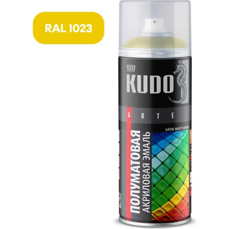 Универсальная эмаль KUDO RAL1023 аэрозоль ярко-желтая Satin 520 мл KU-0A1023 Универсальная эмаль KUDO RAL1023 аэрозоль ярко-желтая Satin 520 мл KU-0A1023