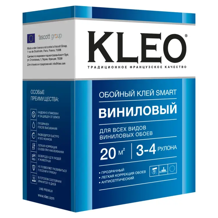 Сыпучий клей для виниловых обоев KLEO 020 SMART 3-4 Сыпучий клей для виниловых обоев KLEO 020 SMART 3-4