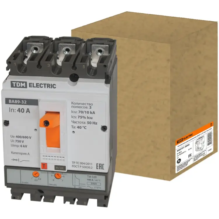 Автоматический выключатель TDM ELECTRIC ВА89-32 3Р 40А 70кА SQ0751-0044
