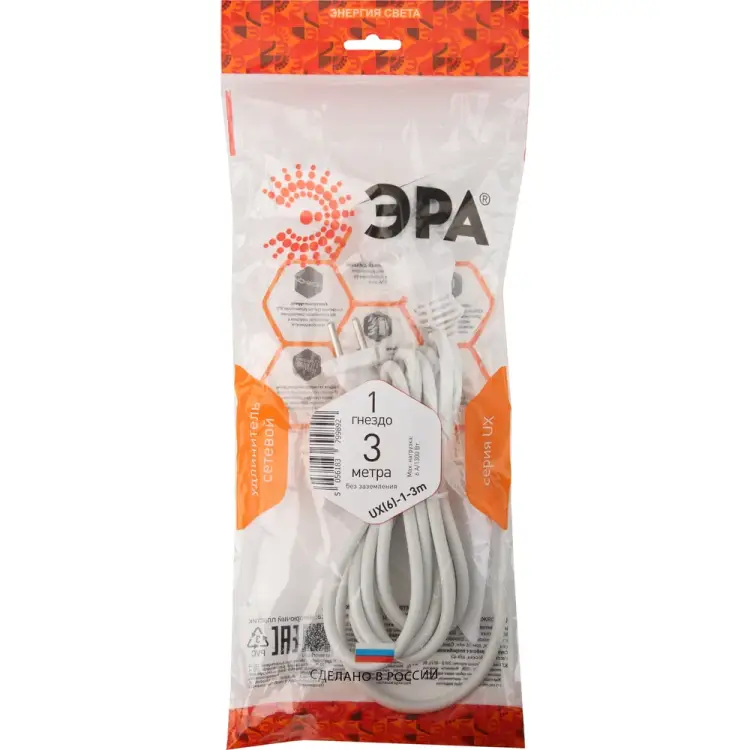 Удлинитель ЭРА UX 6 -1-3м Б0039819