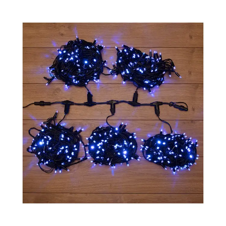 Гирлянда Neon-Night Клип лайт 24В, 5 нитей по 20 м, Flashing, 665LED 535 синие + 130 Flashing белые 323-603